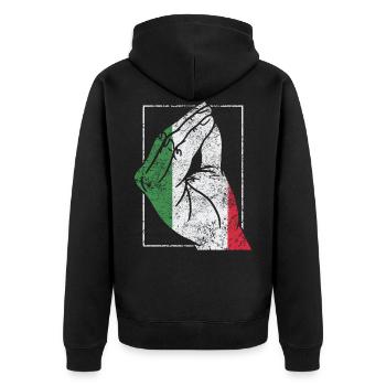 Italien Italienisches Herz Flagge Hand Geste Stolz - Unisex Premium Bio Zip Hoodie - Schwarz - Hinten - Nico (187cm)