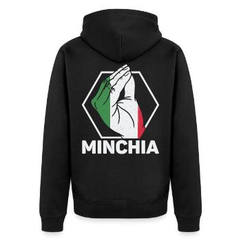 Italien Minichia Lustige Zitate Sprüche Italienisc - Unisex Premium Bio Zip Hoodie - Schwarz - Hinten - Nico (187cm)