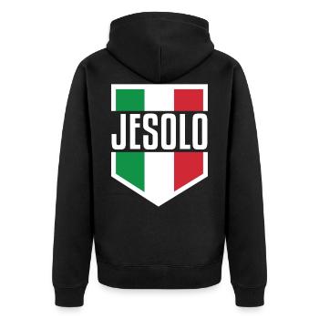 Jesolo Italien Italienische Stadt - Unisex Premium Bio Zip Hoodie - Schwarz - Hinten - Nico (187cm)