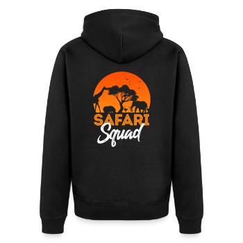 Safari - Unisex Premium Bio Zip Hoodie - Schwarz - Hinten - Nico (187cm)