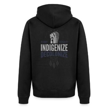 native Native Americans, - Unisex Premium Organic Zip Hoodie - black - Back - Nico (187cm)