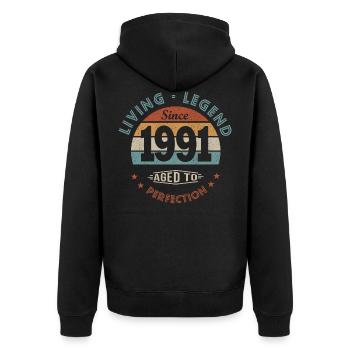 Legende seit 1991 lustiges Geschenk Geburtstag 31 Jahre - Unisex Premium Bio Zip Hoodie - Schwarz - Hinten - Nico (187cm)