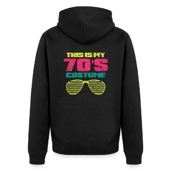 70s - Unisex Premium Organic Zip Hoodie - black - Back - Nico (187cm)