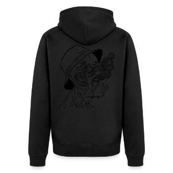 Rauchen - Unisex Premium Bio Zip Hoodie - Schwarz - Hinten - Nico (187cm)
