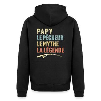 papy le pêcheur le mythe la légende - Veste à capuche bio Premium Unisexe - noir - Dos - Nico (187cm)