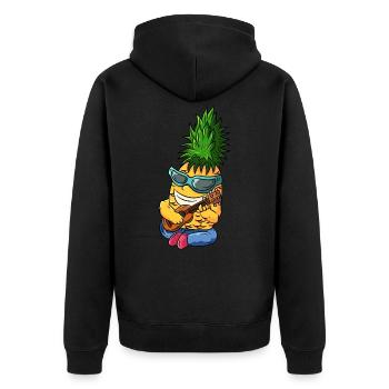 Ananas ukulélé - Veste à capuche bio Premium Unisexe - noir - Dos - Nico (187cm)