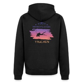 Mir reichts, ich geh tauchen - Unisex Premium Bio Zip Hoodie - Schwarz - Hinten - Nico (187cm)