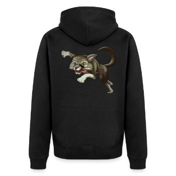Crazy Wolf Cora - Unisex Premium Bio Zip Hoodie - Schwarz - Hinten - Nico (187cm)