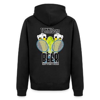 Tennis Beer Play Friends Leisure Sports - Unisex Premium Organic Zip Hoodie - black - Back - Nico (187cm)