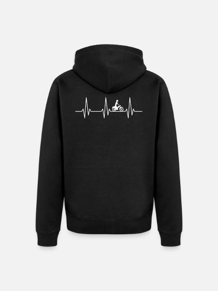 Moped Heartbeat - Unisex Premium Organic Zip Hoodie - black