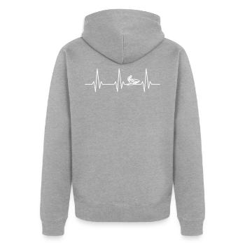 Jet ski heartbeat - Unisex Premium Organic Zip Hoodie - heather grey - Back - Nico (187cm)