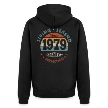 legend since 1979 funny birthday gift 42 years - Unisex Premium Organic Zip Hoodie - black - Back - Nico (187cm)