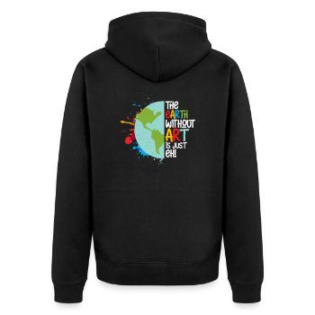 art - Unisex Premium Organic Zip Hoodie - black - Back - Nico (187cm)