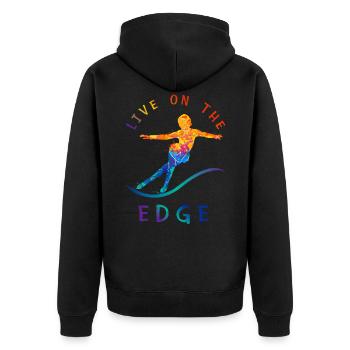 Schlittschuhlaufen, Schlittschuhlaufen - Unisex Premium Bio Zip Hoodie - Schwarz - Hinten - Nico (187cm)