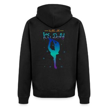 Schlittschuhlaufen, Schlittschuhlaufen - Unisex Premium Bio Zip Hoodie - Schwarz - Hinten - Nico (187cm)