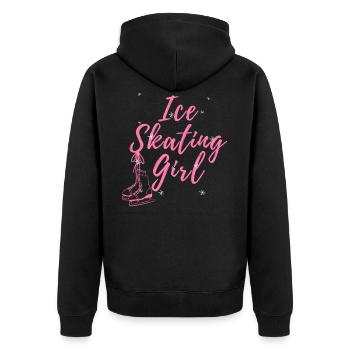 Schlittschuhlaufen, Schlittschuhlaufen - Unisex Premium Bio Zip Hoodie - Schwarz - Hinten - Nico (187cm)