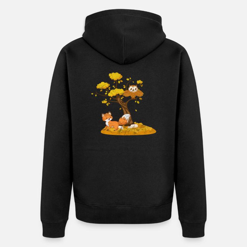 Automne Renard - Veste à capuche bio Premium Unisexe - noir