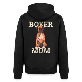 Boxer Mom Dog Vintage Face Cute - Unisex Premium Bio Zip Hoodie - Schwarz - Hinten - Nico (187cm)