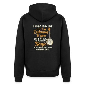 banjo - Unisex Premium Organic Zip Hoodie - black - Back - Nico (187cm)