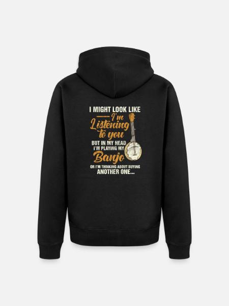 banjo - Unisex Premium Organic Zip Hoodie - black