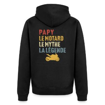 Papy le motard le mythe la légende - Veste à capuche bio Premium Unisexe - noir - Dos - Nico (187cm)