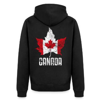 Canada Canadian Flag Patriotic Souvenir Love - Unisex Premium Bio Zip Hoodie - Schwarz - Hinten - Nico (187cm)