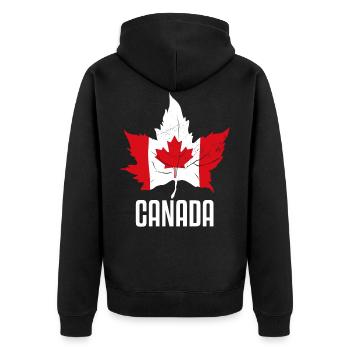 Canada Canadian Flag Patriotic Souvenir Love - Unisex Premium Bio Zip Hoodie - Schwarz - Hinten - Nico (187cm)