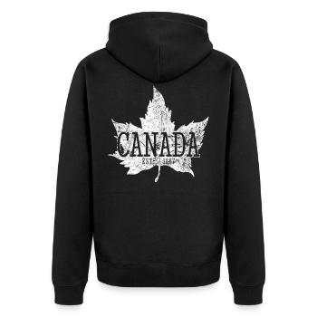 Canada Hockey East 1867 Flag Patriotic - Unisex Premium Bio Zip Hoodie - Schwarz - Hinten - Nico (187cm)