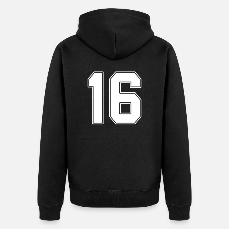 16 ans numéro maillot 16 - Veste à capuche bio Premium Unisexe - noir