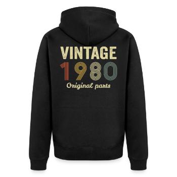 vintage 1980 - Veste à capuche bio Premium Unisexe - noir - Dos - Nico (187cm)