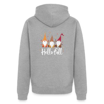 Herbst Zwerg - Unisex Premium Bio Zip Hoodie - Grau meliert - Hinten - Nico (187cm)