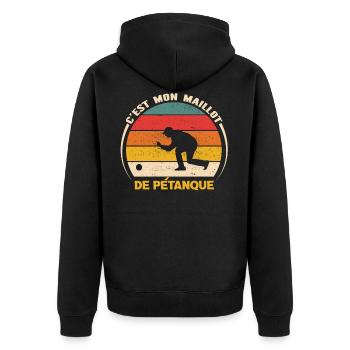 C est mon maillot de pétanque - Unisex Premium Bio Zip Hoodie - Schwarz - Hinten - Nico (187cm)