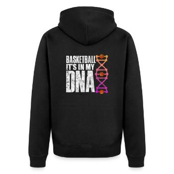 Basketball DNA - Unisex Premium Bio Zip Hoodie - Schwarz - Hinten - Nico (187cm)
