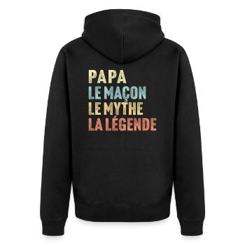 Papa le maçon le mythe la légende - Veste à capuche bio Premium Unisexe - noir - Dos - Nico (187cm)