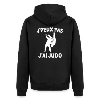 J'peux pas j'ai judo - Veste à capuche bio Premium Unisexe - noir - Dos - Nico (187cm)