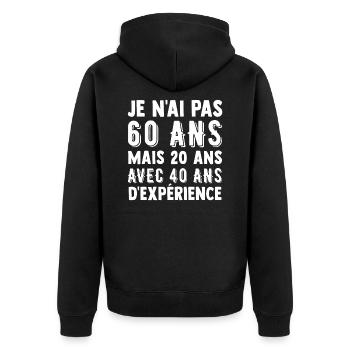Cadeau anniversaire 60 ans t-shirt 60 ans - Veste à capuche bio Premium Unisexe - noir - Dos - Nico (187cm)