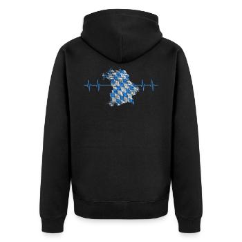 Bavaria Heartbeat Bayern Herzschlag - Unisex Premium Bio Zip Hoodie - Schwarz - Hinten - Nico (187cm)