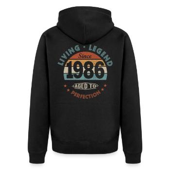 legend born in 1986 birthday gift 36 years - Unisex Premium Organic Zip Hoodie - black - Back - Nico (187cm)