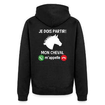 Je dois partir mon cheval m'appelle - Veste à capuche bio Premium Unisexe - noir - Dos - Nico (187cm)