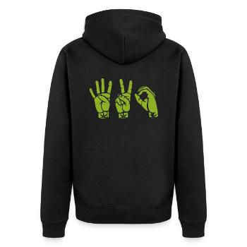 420 - Unisex Premium Organic Zip Hoodie - black - Back - Nico (187cm)
