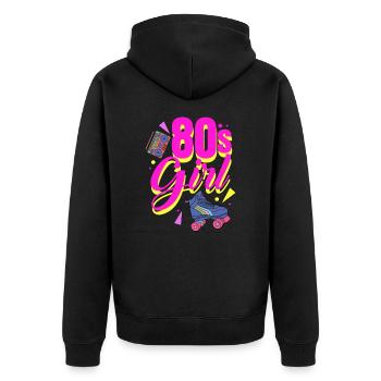 80er Jahre - Unisex Premium Bio Zip Hoodie - Schwarz - Hinten - Nico (187cm)
