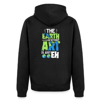 Kunst - Unisex Premium Bio Zip Hoodie - Schwarz - Hinten - Nico (187cm)