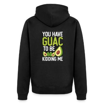 Avocado Guacamole Vegan Gemüse Veganer Geschenk - Unisex Premium Bio Zip Hoodie - Schwarz - Hinten - Nico (187cm)