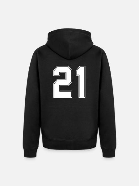 21 years jersey number 21 - Unisex Premium Organic Zip Hoodie - black