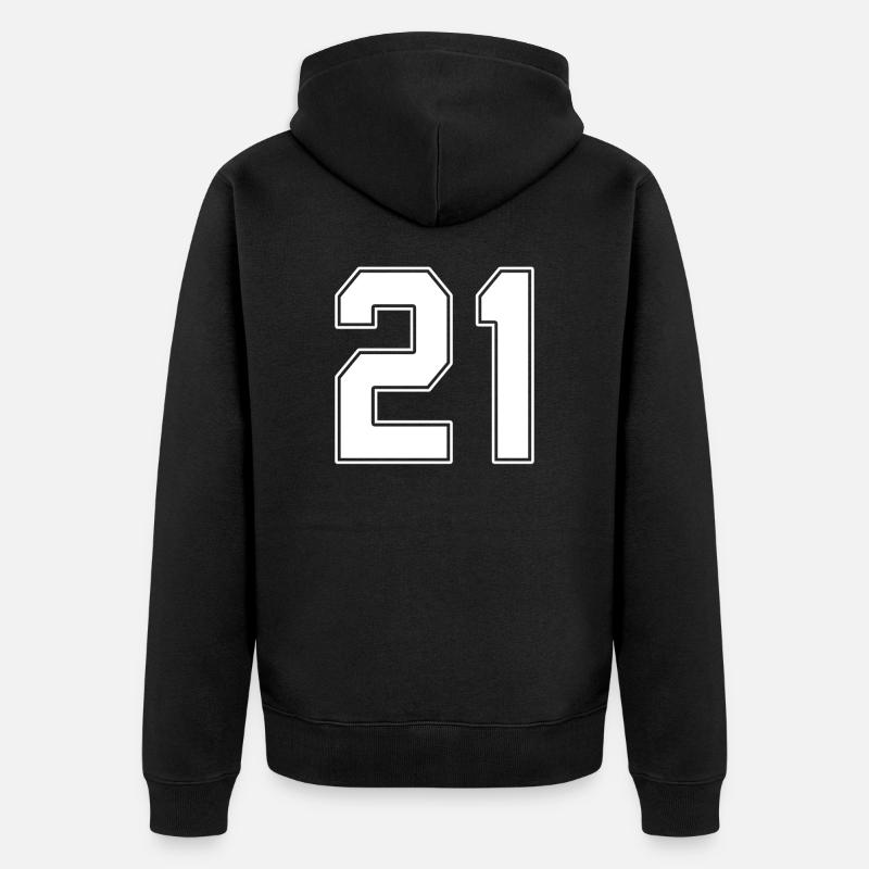 21 ans numéro maillot 21 - Veste à capuche bio Premium Unisexe - noir