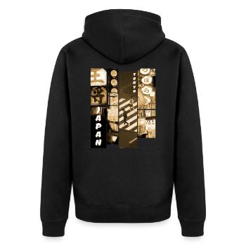 Aesthetic vaporwave. Japan 80s 90s Tokyo Vintage - Unisex Premium Organic Zip Hoodie - black - Back - Nico (187cm)