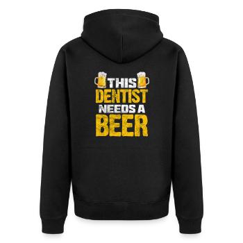 Dentist Beer - Unisex Premium Organic Zip Hoodie - black - Back - Nico (187cm)