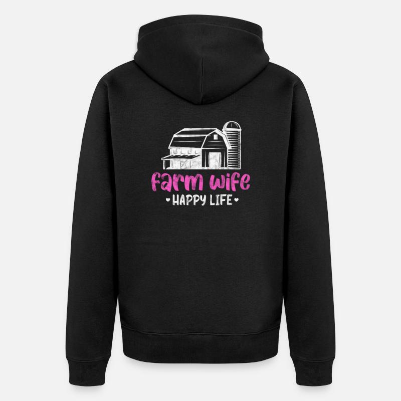 Landwirt Ehefrau - Unisex Premium Bio Zip Hoodie - Schwarz