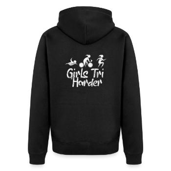 Triathlon Girls - Unisex Premium Bio Zip Hoodie - Schwarz - Hinten - Nico (187cm)