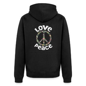 Hippie - Unisex Premium Bio Zip Hoodie - Schwarz - Hinten - Nico (187cm)